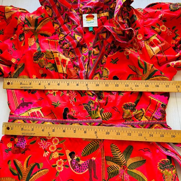 FARM RIO Womens Sz M Red Secret Garden Organic Cotton Maxi Dress - Picture 11 of 16